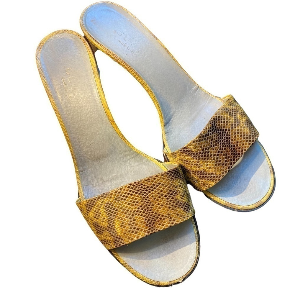 Gucci Python Print Chunky Heel Sandals - image 2